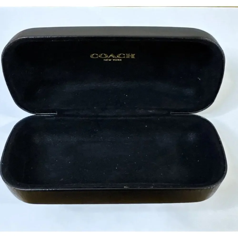 COACH New York Black Leather Hard Clamshell Sunglasses Eyeglasses Storage Case